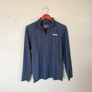 Vineyard Vines Blue Striped 1/4 Zip Long Sleeve Top
